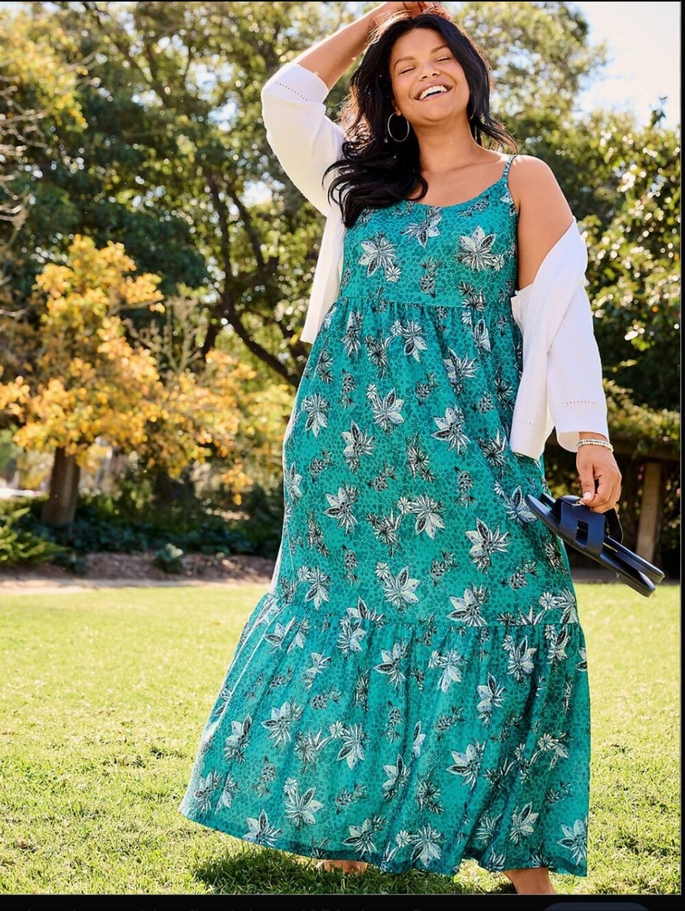 Lane Bryant NWT Teal Floral Tiered Maxi Dress Size 22/24